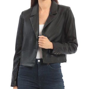 Bagatelle Olive Green Sienna Cropped Faux Leather Blazer NWT